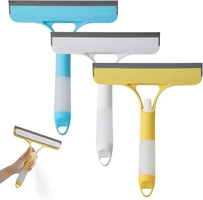 New 3-in-1 Window Squeegee Cleaner with Built-in Spray Bottle & Brush - Refillable for Shower Glass, Mirrors, Car Windows - All-Purpose Streak-Free Cleaning Tool—XDX