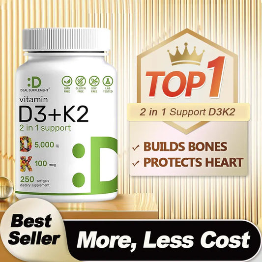 DEAL SUPPLEMENT Vitamin D3 5,000 IU + K2 MK7 Softgels, 250