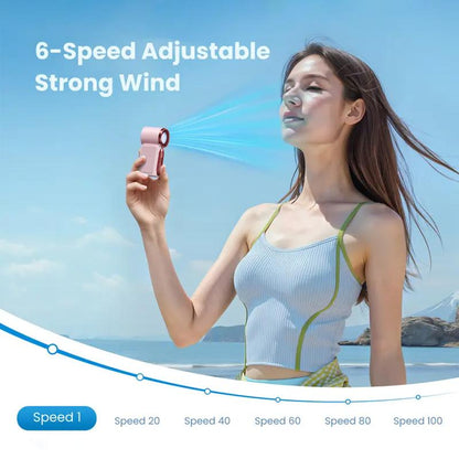Mini Handheld Fan with LED Display|  6 speeds, 10.7 hours of cool| Weighs nothing – goes anywhere