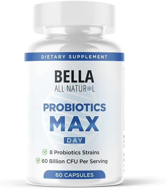 Bella All Natural Probiotics MAX Day - 8 Probiotics Strains - 60 Capsules
