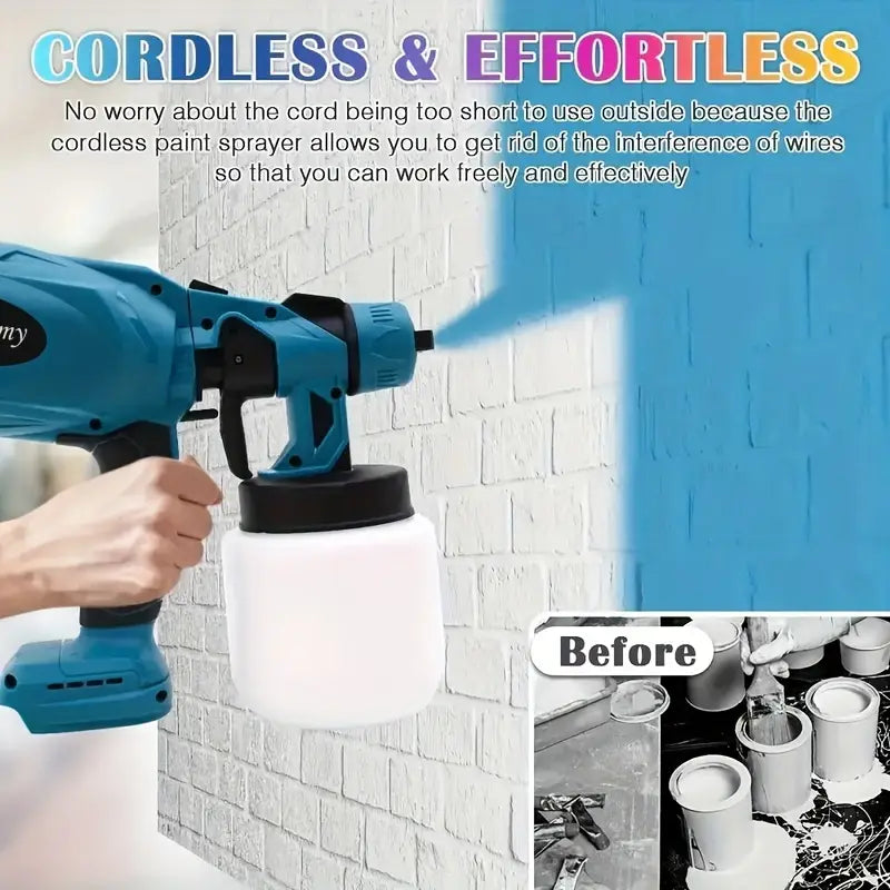 High Pressure Paint Sprayer Electric Airless HVLP Spray Gun, 3 Spray Patterns, Electric Paint Sprayer 27.05oz Container, Easy to Clean for House Painting,