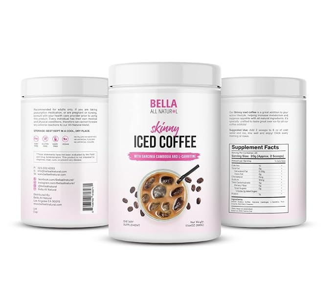 Bella All Natural Skinny Iced Coffee - Good Taste 500 Grams 17.637 Ounce