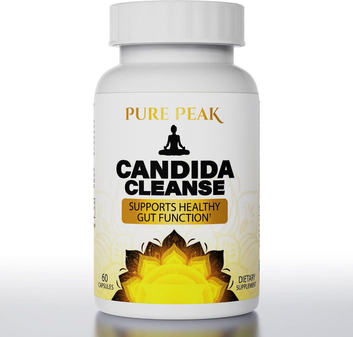 Pure Peak Candida Cleanse - Gut & Colon Support (60 Capsules) - for Men & Women - Natural Herbs for Intestinal Detox - Oregano Leaf, Wormwood, Black Walnut, Caprylic Acid