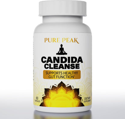 Pure Peak Candida Cleanse - Gut & Colon Support (60 Capsules) - for Men & Women - Natural Herbs for Intestinal Detox - Oregano Leaf, Wormwood, Black Walnut, Caprylic Acid