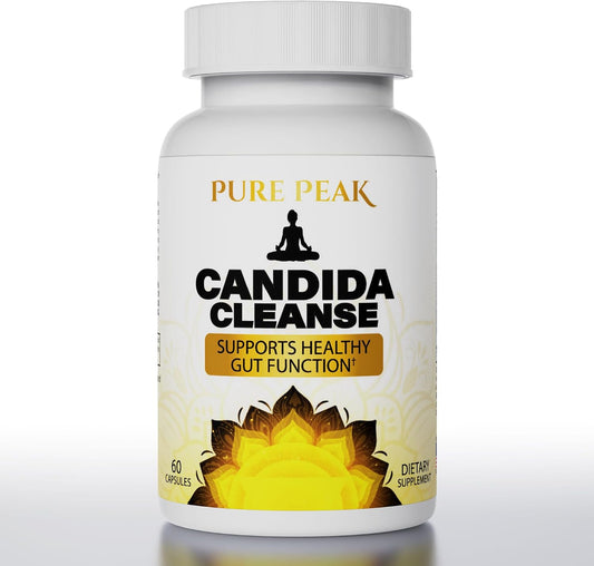Pure Peak Candida Cleanse - Gut & Colon Support (60 Capsules) - for Men & Women - Natural Herbs for Intestinal Detox - Oregano Leaf, Wormwood, Black Walnut, Caprylic Acid