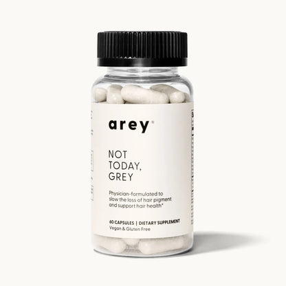 Arey Not Today Grey Daily Supplement with Vitamins Minerals & Antioxidants for Thicker Fuller Healthier Hair and Less Grey 60 Capsules Vegan Gluten Free Healthcare Edible