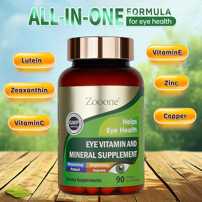 zooone zooone Lutein 90 Piece Eye Vitamins Supplement, Lutein and Zeaxanthin for Women and Men Against Macula and Dry Eye, Multivitamin for Vision and Eye Health with