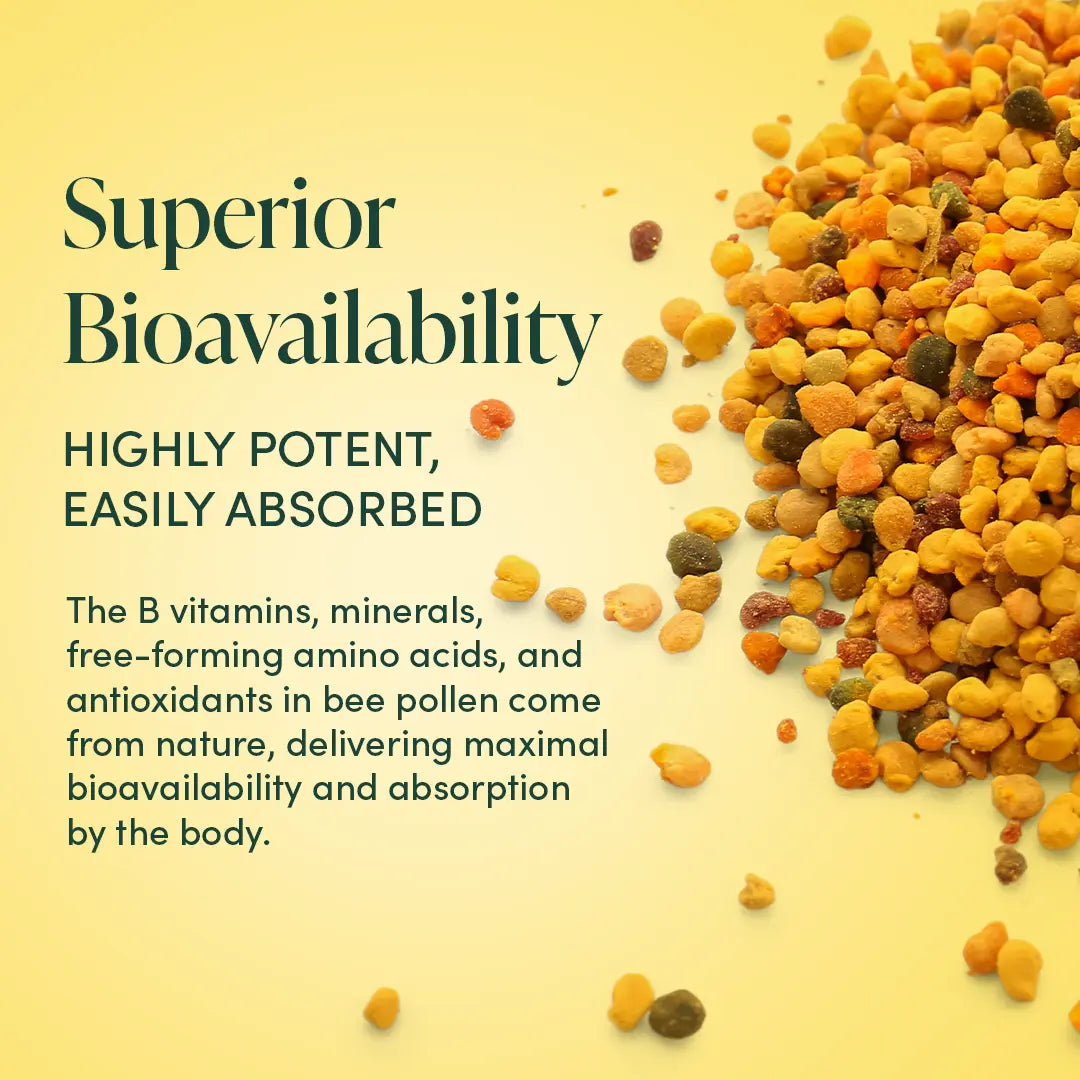 Bee Pollen - 100% Raw Granules for Energy, Immunity & Whole Body Wellness - Superfood Packed with Vitamin B, Minerals & Protein