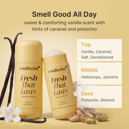 medicube Kojic Acid & Turmeric Aluminum-Free Deodorant | Vanilla & Pistachio Perfumed Stick, All-Day Odor Protection for Women & Men | Underarm Brightening Care | Korean Skincare, 2.92 oz.