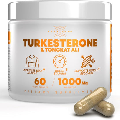 Turkesterone & Tongkat Ali - Muscle Builder & Strength Supplement for Athletes - 1000mg Per Serving, 60 Capsules