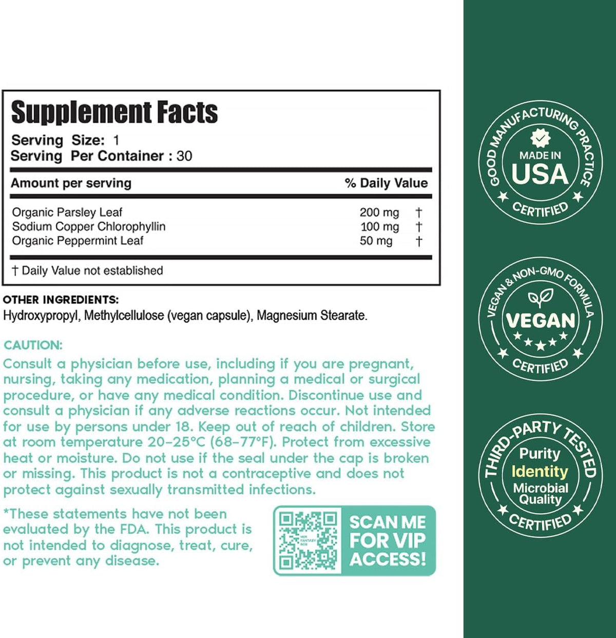 Her Fantasy Box | Body Magic | Chlorophyll Capsules - 30 Vegan Capsules for Detox, Digestion, Gut Health, Skin Support, and Oily Skin - Natural Energy Booster