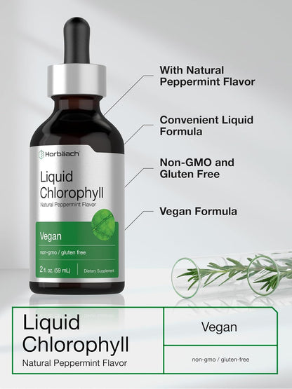 Horbäach Liquid Chlorophyll Drops | 2 fl oz | Natural Peppermint Flavor
