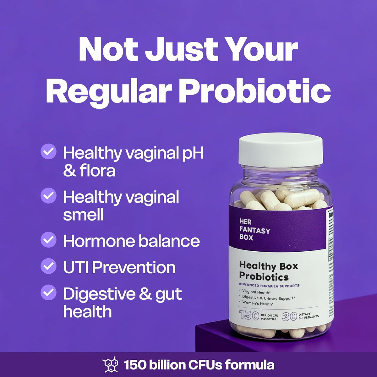 Her Fantasy Box | Healthy Box | Vaginal Probiotics for Women – Prebiotics + Advanced Lactobacillus Blend – Supports Natural Hormonal Balance – Feminine Health Support with Cranberry & D-Mannose