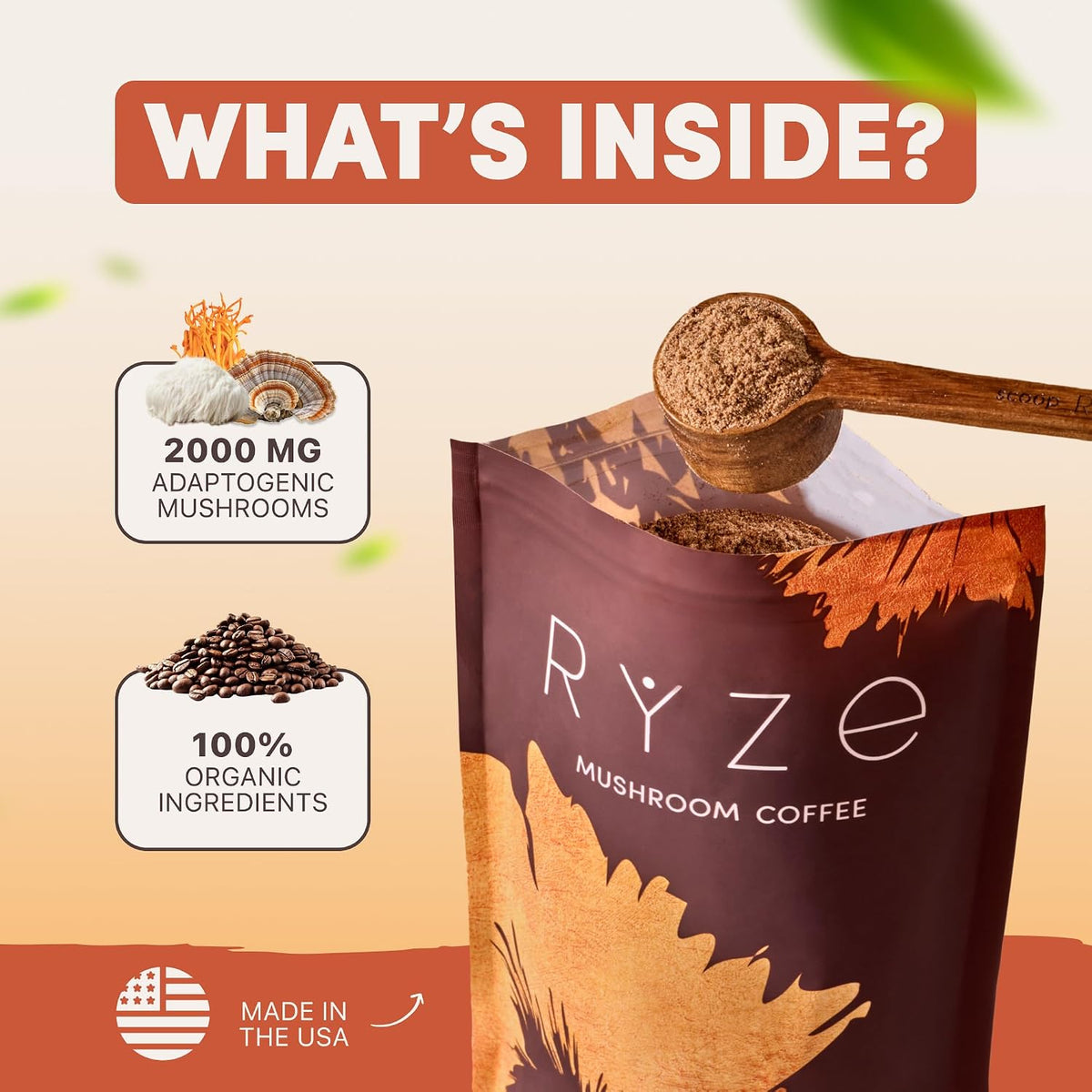 RYZE SUPERFOODS Mushroom Coffee, 30 servings