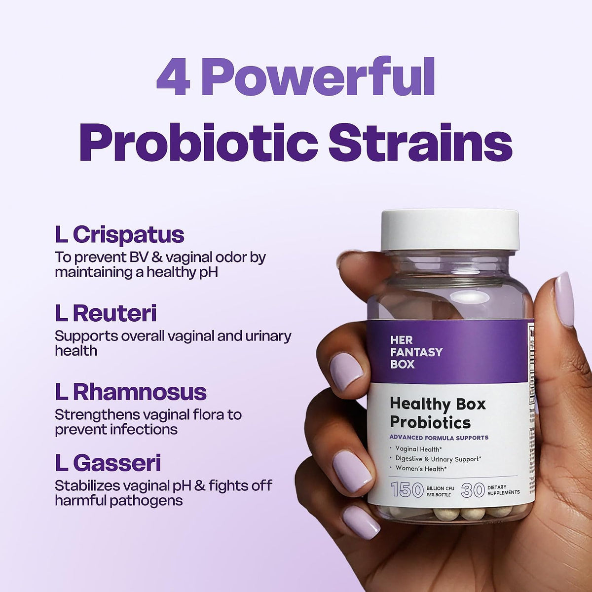 Her Fantasy Box | Healthy Box | Vaginal Probiotics for Women – Prebiotics + Advanced Lactobacillus Blend – Supports Natural Hormonal Balance – Feminine Health Support with Cranberry & D-Mannose