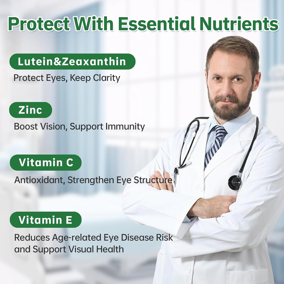 zooone zooone Lutein 90 Piece Eye Vitamins Supplement, Lutein and Zeaxanthin for Women and Men Against Macula and Dry Eye, Multivitamin for Vision and Eye Health with