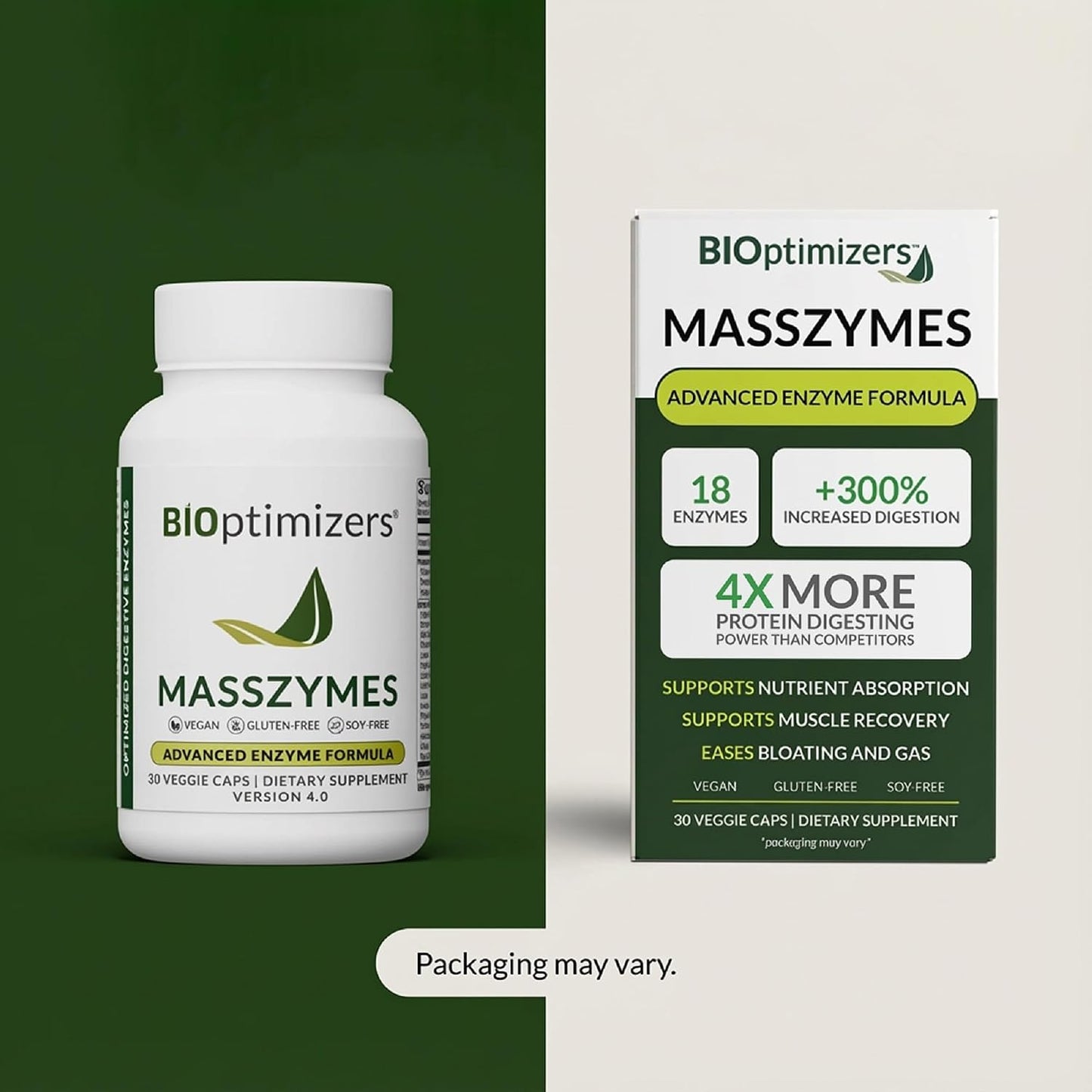 BIOptimizers MassZymes - Complete Digestive Enzymes Supplement for Gut Health - BRelief for Men and Women - Lipase Amylase Bromelain Digestive Enzymes (30 Capsules)
