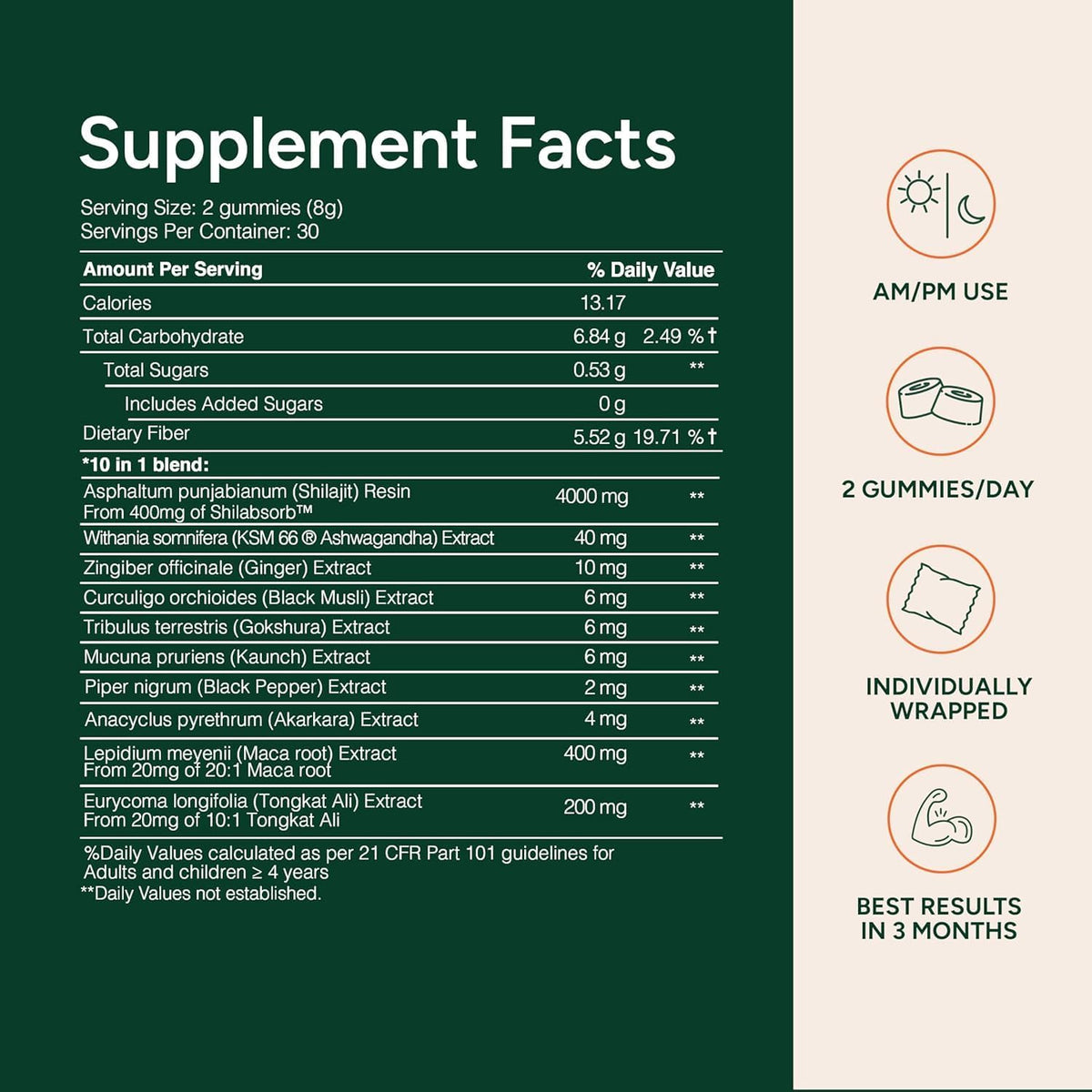 ROOT LABS 10-in-1 Alpha Shilajit Gummies | 4000 mg Pure Himalayan Shilajit with Tongkat Ali & Maca Root | Shilajit for Men & Women | ShilAbsorb Bioavailability Tech | Sugar-Free, Vegan | 60 Gummies