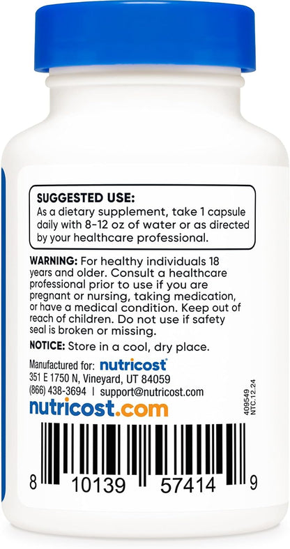 Nutricost N-Acetyl L-Cysteine (NAC) 600mg, 30 Vegan Capsules, Gluten-Free