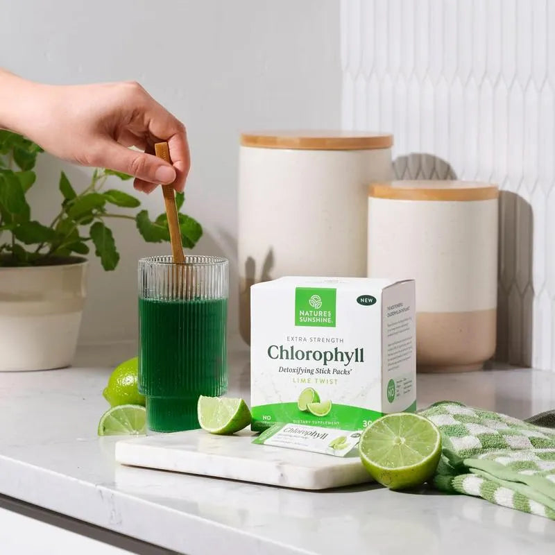 Nature's Sunshine Chlorophyll Stick Packs: Lime Twist. Your Daily Detox- Reduce Bloat, Control Odor, Clear Skin, Boost Energy, Support Digestion Nutrition Healthcare