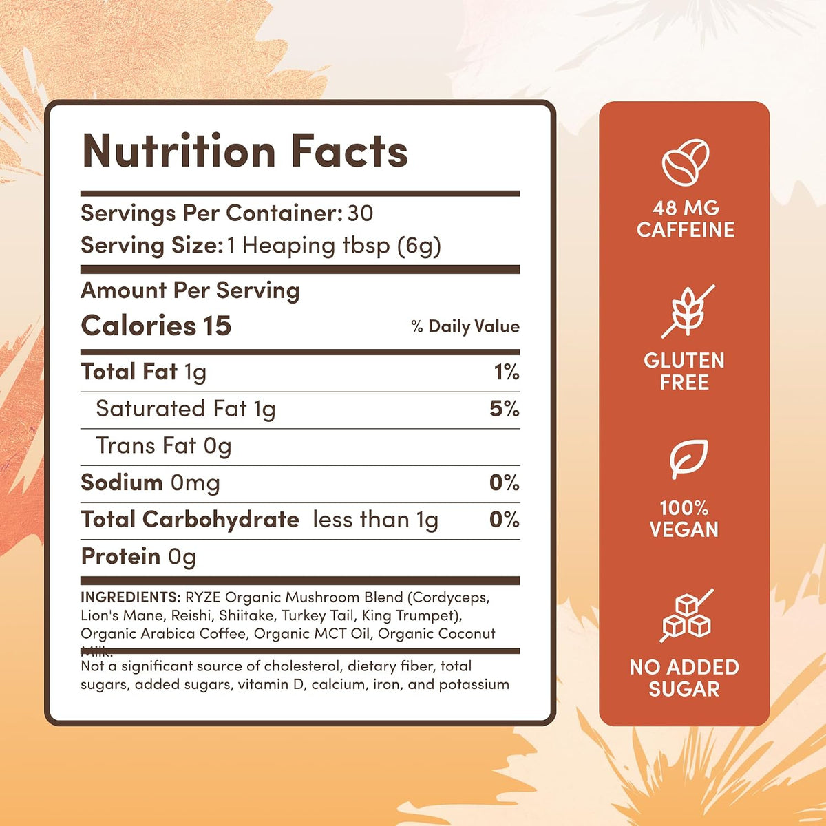 RYZE SUPERFOODS Mushroom Coffee, 30 servings