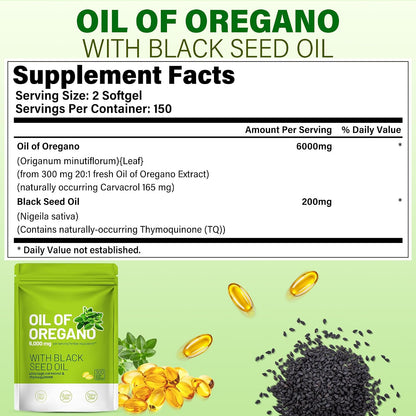Oil of Oregano and Black Seed Oil Softgels 300