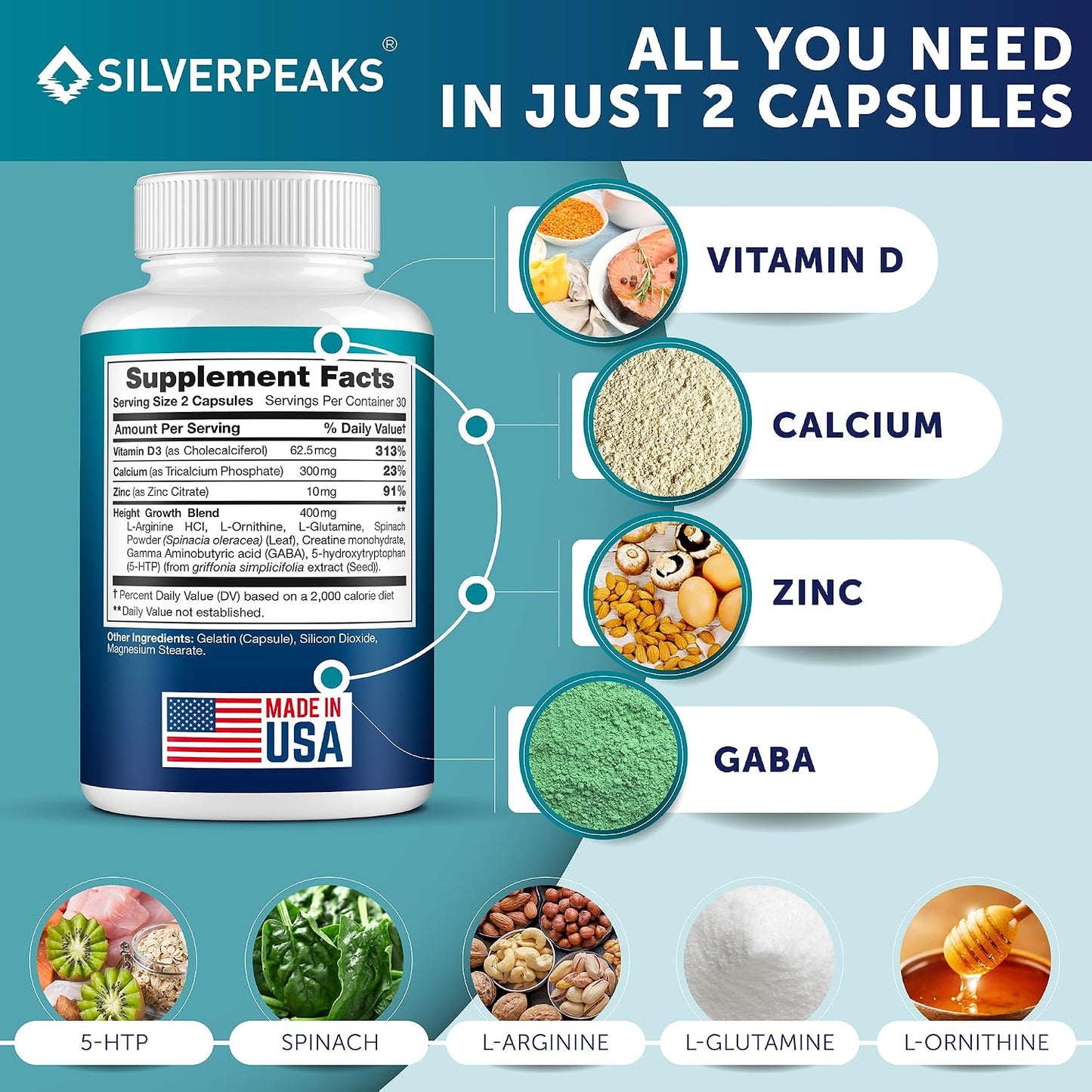 Pslalae Growth Capsules - Natural Height Increaser -120 Capsules