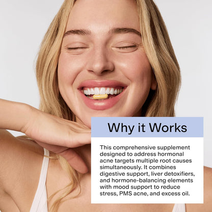 CLEARSTEM -  Hormonal Acne Supplement (5-HTP) - Natural DIM Supplement - Skin Care Vitamins - Hormone Balance, Antioxidants - Gluten Free, Cruelty Free - 30 Servings, 90 Capsules