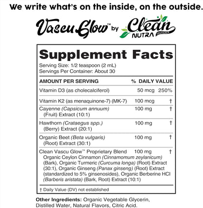 Clean Nutra Cayenne Pepper Drops Supplement Liquid + Hawthorn Berry, Vitamin D3 K2 Beet Root Powder, Ceylon Cinnamon, Turmeric Curcumin, Organic Panax Ginseng, Berberine Extract 1 Pack