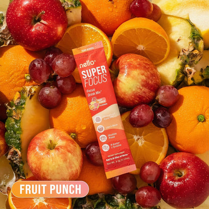 Drink Mix – Fruit Punch Flavor – Alpha GPC, Lion’s Mane, Rhodiola & N-Acetyl L-Tyrosine – Sugar-Free, On-The-Go Packets – 20 Servings