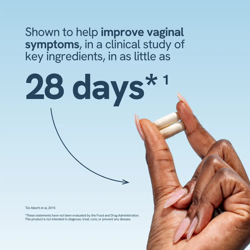 Happy V Vaginal Prebiotic + Probiotic for Women – Clinically Proven pH Balance & BV Treatment, Natural Yeast Infection Support, 60 Vegan Capsules Dietary Gut Health Supplement