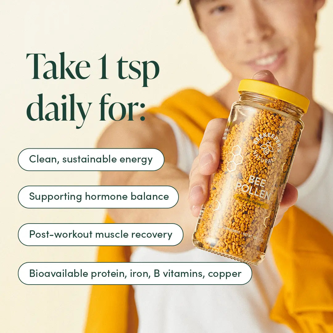 Bee Pollen - 100% Raw Granules for Energy, Immunity & Whole Body Wellness - Superfood Packed with Vitamin B, Minerals & Protein