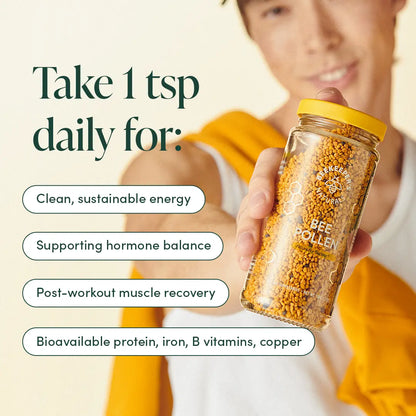 Bee Pollen - 100% Raw Granules for Energy, Immunity & Whole Body Wellness - Superfood Packed with Vitamin B, Minerals & Protein