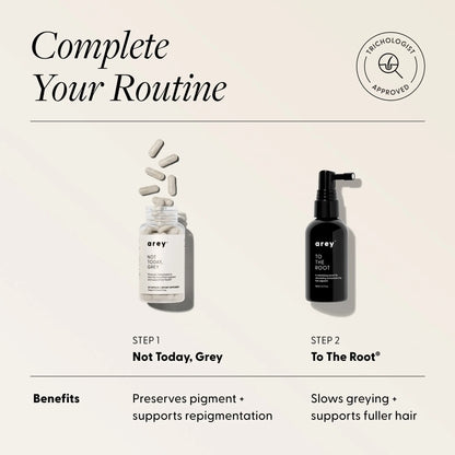 Arey Not Today Grey Daily Supplement with Vitamins Minerals & Antioxidants for Thicker Fuller Healthier Hair and Less Grey 60 Capsules Vegan Gluten Free Healthcare Edible