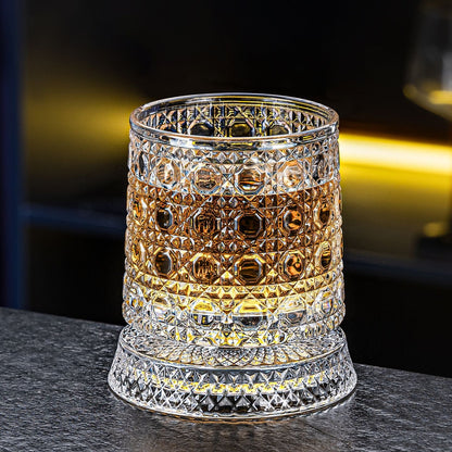 Luxury 360° Spinning Crystal Glass – Star-Cut Stress Relief Whiskey & Wine Glass, Elegant European Barware Gift，Rotating Glass Cup Spinning Glass Cup