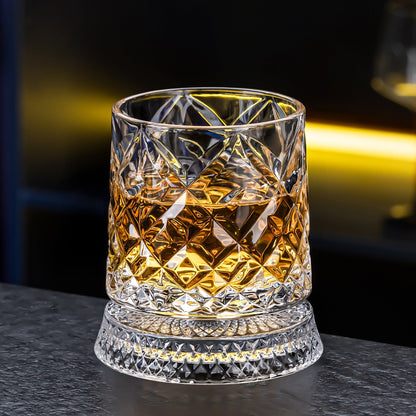 Luxury 360° Spinning Crystal Glass – Star-Cut Stress Relief Whiskey & Wine Glass, Elegant European Barware Gift，Rotating Glass Cup Spinning Glass Cup