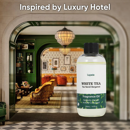 Lopeie Hotel Diffuser Oil Refill Inspired by The Westin Hotel - 118ml 4.1 fl oz - Aromatherapy Essential Oil-White Tea, Neroli & Bergamot – Ideal for Ultrasonic and Waterless Diffusers Pleasant Fragrant