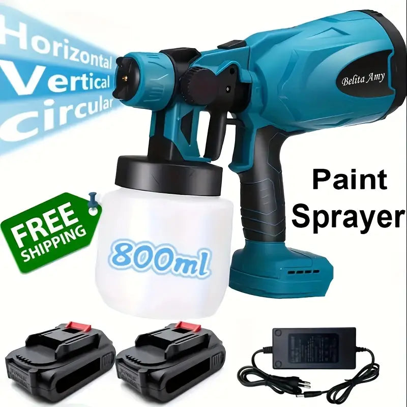 High Pressure Paint Sprayer Electric Airless HVLP Spray Gun, 3 Spray Patterns, Electric Paint Sprayer 27.05oz Container, Easy to Clean for House Painting,
