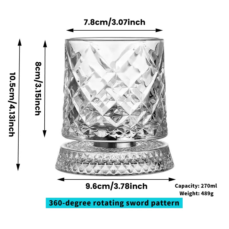 Luxury 360° Spinning Crystal Glass – Star-Cut Stress Relief Whiskey & Wine Glass, Elegant European Barware Gift，Rotating Glass Cup Spinning Glass Cup