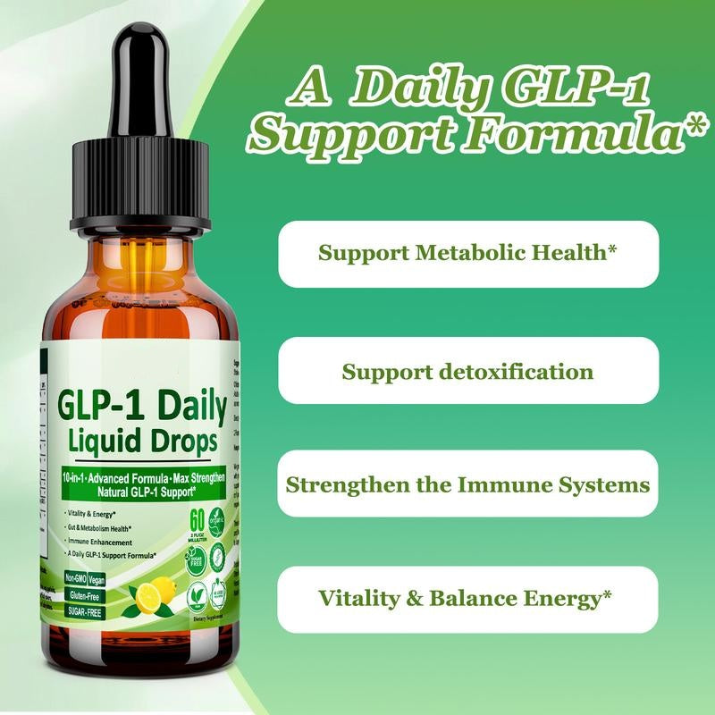 GLP-1 Supplement Liquid Drops, GLP 1 Activated Fiber, with 800 mg Berberine, Ceylon Cinnamon, Green Tea, Bromelain, Natural GLP-1 Support Gut and Digestive Health Immune and Energy Support