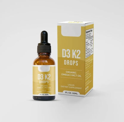 All Natural D3 K2 Drops Organic Omega 3 MCT Oil 50ml Supplement for Daily Health Needs