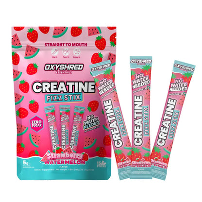 EHPlabs OxyShred Creatine Fizz Stix - Sugar-Free Single-Serve  Sherbet, 5g Creatine Monohydrate, No Water/Shaker/Mixing, Supports Athletic Strength, 15 Rip & Pour Sticks, 3 Flavors