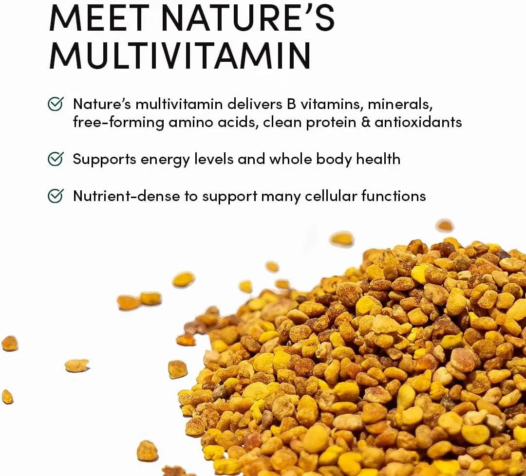 Bee Pollen - 100% Raw Granules for Energy, Immunity & Whole Body Wellness - Superfood Packed with Vitamin B, Minerals & Protein