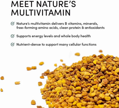 Bee Pollen - 100% Raw Granules for Energy, Immunity & Whole Body Wellness - Superfood Packed with Vitamin B, Minerals & Protein
