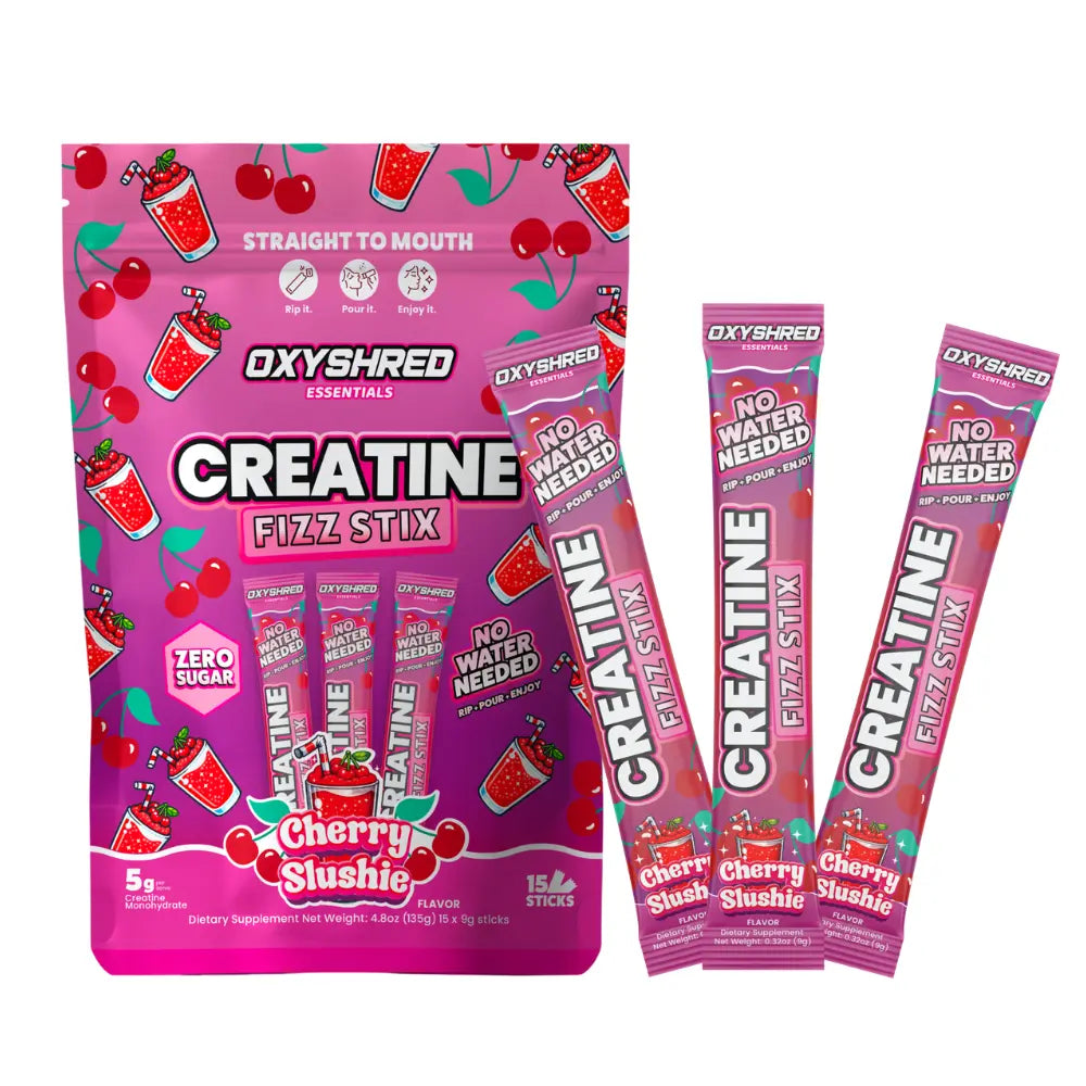 EHPlabs OxyShred Creatine Fizz Stix - Sugar-Free Single-Serve  Sherbet, 5g Creatine Monohydrate, No Water/Shaker/Mixing, Supports Athletic Strength, 15 Rip & Pour Sticks, 3 Flavors