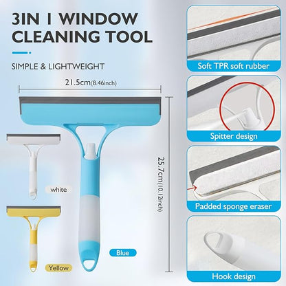New 3-in-1 Window Squeegee Cleaner with Built-in Spray Bottle & Brush - Refillable for Shower Glass, Mirrors, Car Windows - All-Purpose Streak-Free Cleaning Tool—XDX