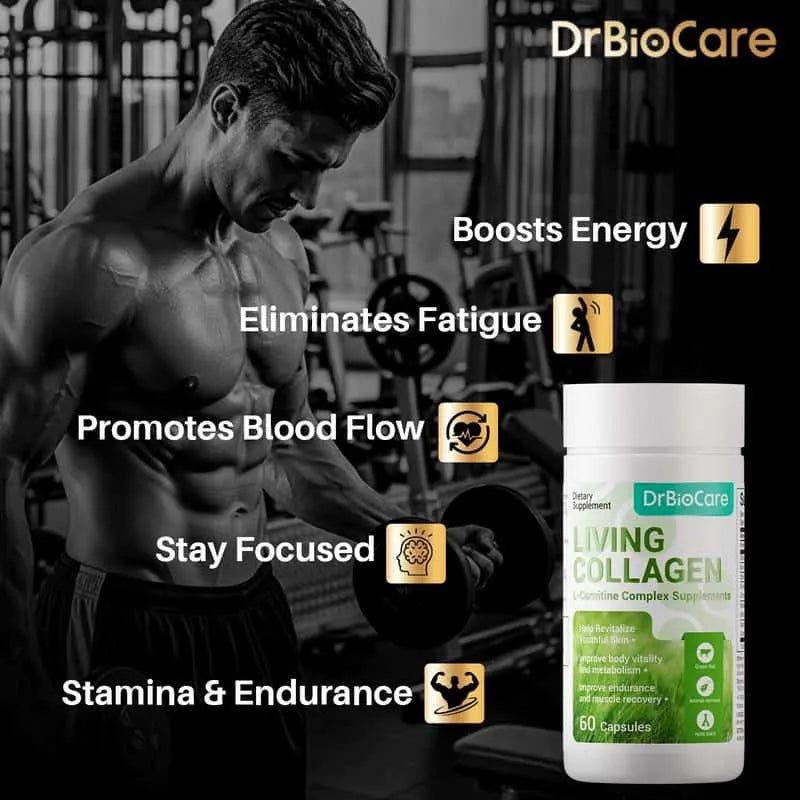 Men’s Supplement – Supports Energy, Strength, Stamina, Circulation & Endurance – Featuring L-Carnitine + Living Collagen – New Formula