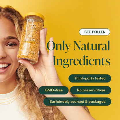 Bee Pollen - 100% Raw Granules for Energy, Immunity & Whole Body Wellness - Superfood Packed with Vitamin B, Minerals & Protein