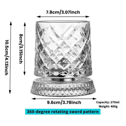 Luxury 360° Spinning Crystal Glass – Star-Cut Stress Relief Whiskey & Wine Glass, Elegant European Barware Gift，Rotating Glass Cup Spinning Glass Cup