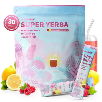 Super Yerba | Yerba Mate Instant Tea Powder |  RASPBERRY LEMONADE Flavor | 30 Se